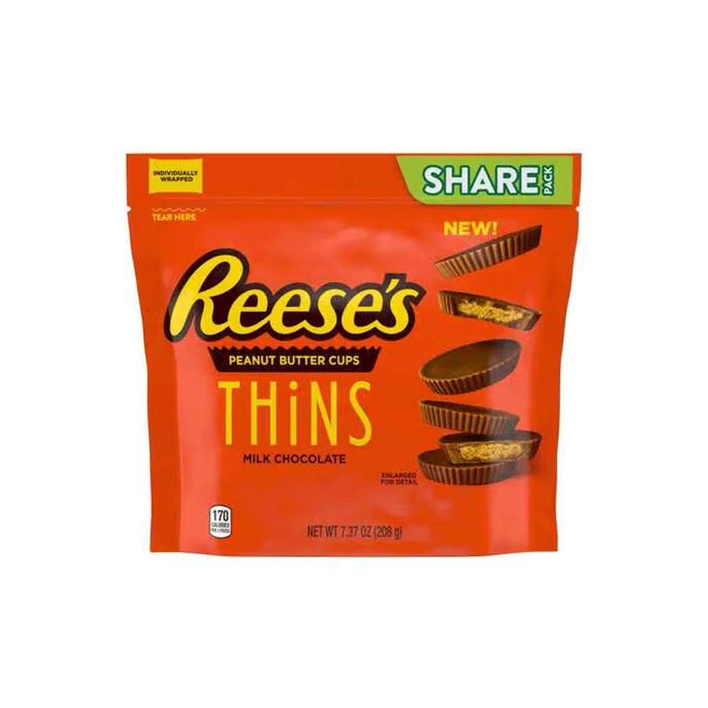 Reeses Peanut Butter Cups Thins Chocolate 208g - Snapcart.pk