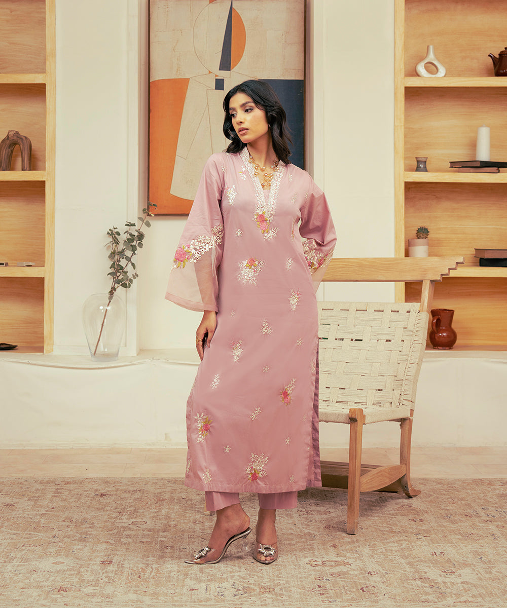 Vasl Pre Winter By Kross Kulture Stitched 2PC - Embroidered Cotton Silk Suit Suit-0001733-SML-TPK