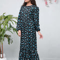 Sprinkles Stitched 1 Piece Summer Shirts Women Collection'2025-The Duo Black Allover Flover Print Full Sleeve Tunic Dress