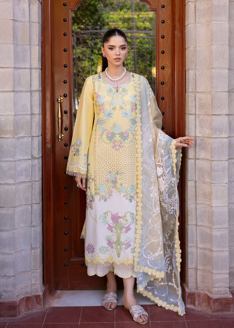 Bloom By Saira Shakira Unstitched 3 Piece Luxury Lawn Suit-04-A-Lotus Reverie