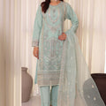 Irha By Azmeerah Official Semi Stitched 3 Piece Organza Edit Formals Suit-04-Stella