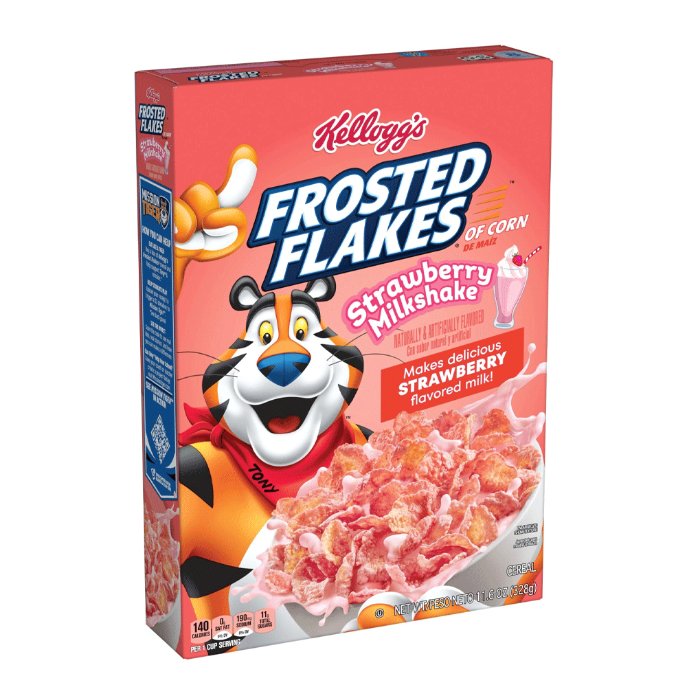 Kellogg's Frosted Flakes Strawberry Milkshake Cereal 328g