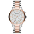 EMPORIO ARMANI Giovanni Two-Tone Stainless Steel White Dial Chronograph Quartz Watch for Gents - AR11209