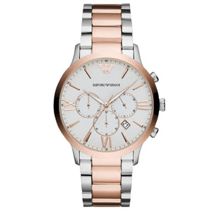 EMPORIO ARMANI Giovanni Two-Tone Stainless Steel White Dial Chronograph Quartz Watch for Gents - AR11209