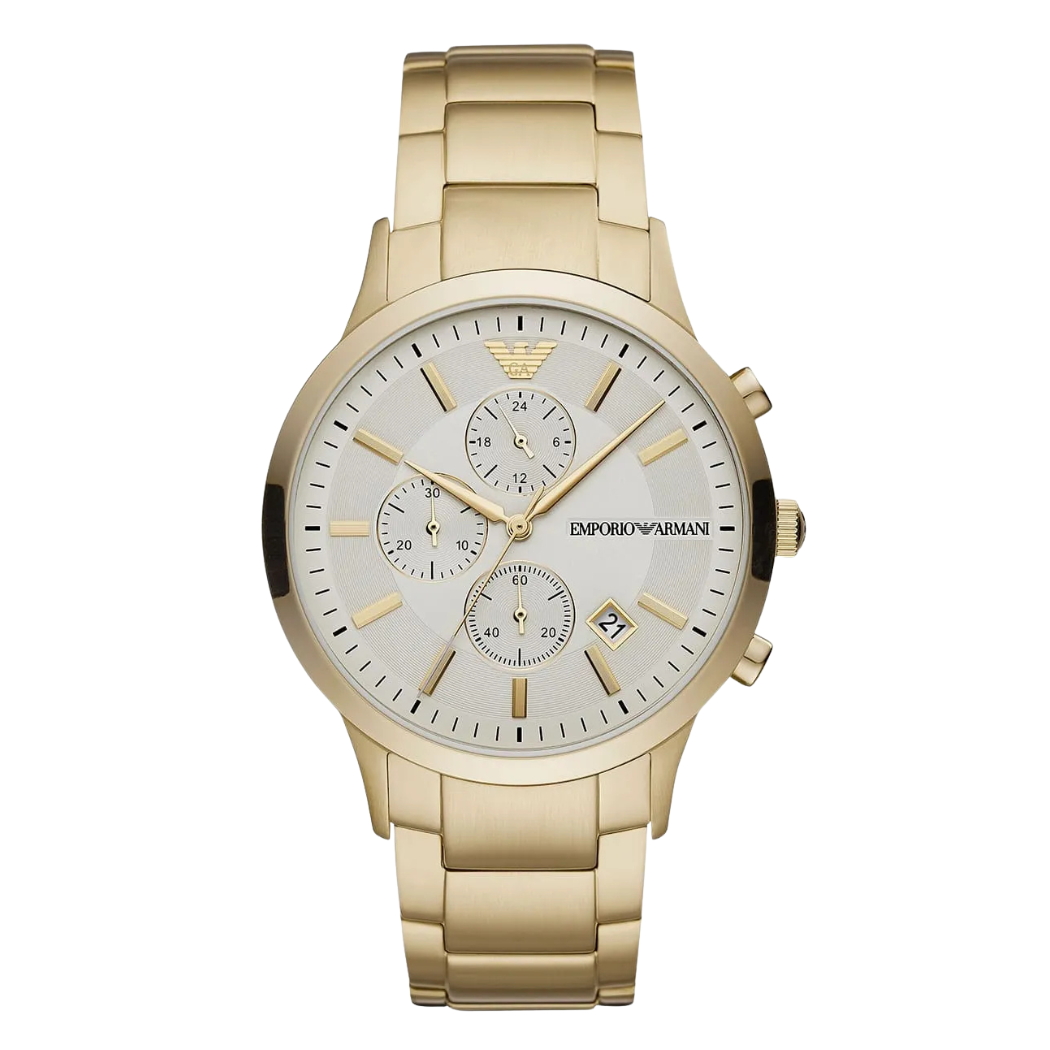 EMPORIO ARMANI Renato Gold Stainless Steel Cream Dial Chronograph Quartz Watch for Gents - AR11332