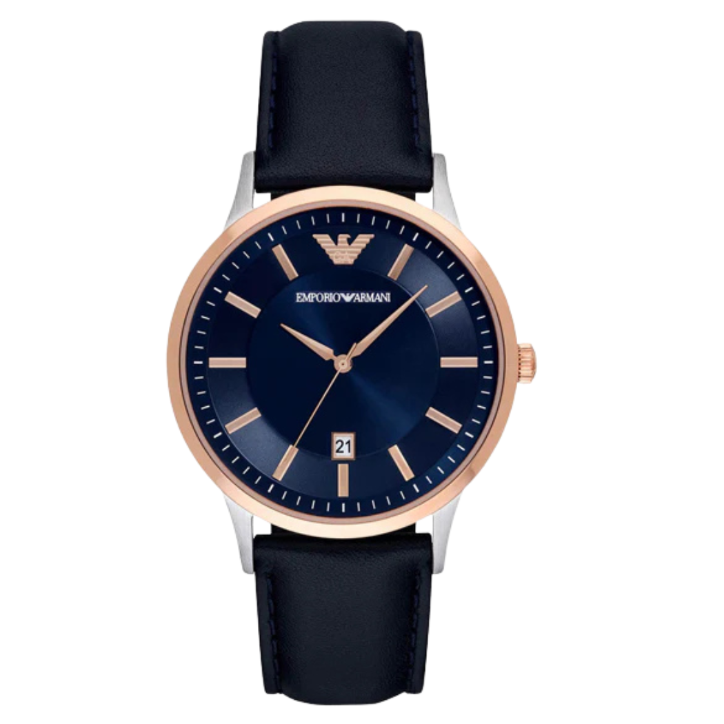 EMPORIO ARMANI Renato Blue Leather Strap Blue Dial Quartz Watch for Gents - AR11188