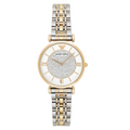 EMPORIO ARMANI Gianni T-Bar Two-Tone Stainless Steel White Dial Quartz Watch for Ladies - AR8031