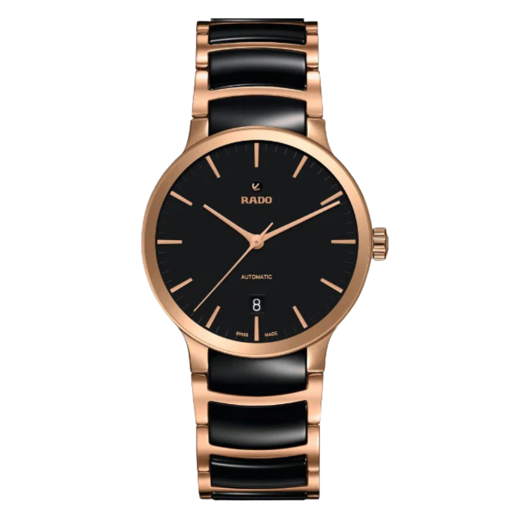 Rado Centrix Two-Tone Stainless Steel Black Dial Automatic Watch for Gents - R30036172