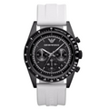 EMPORIO ARMANI Sportivo White Rubber Strap Black Dial Chronograph Quartz Watch for Gents - AR6112