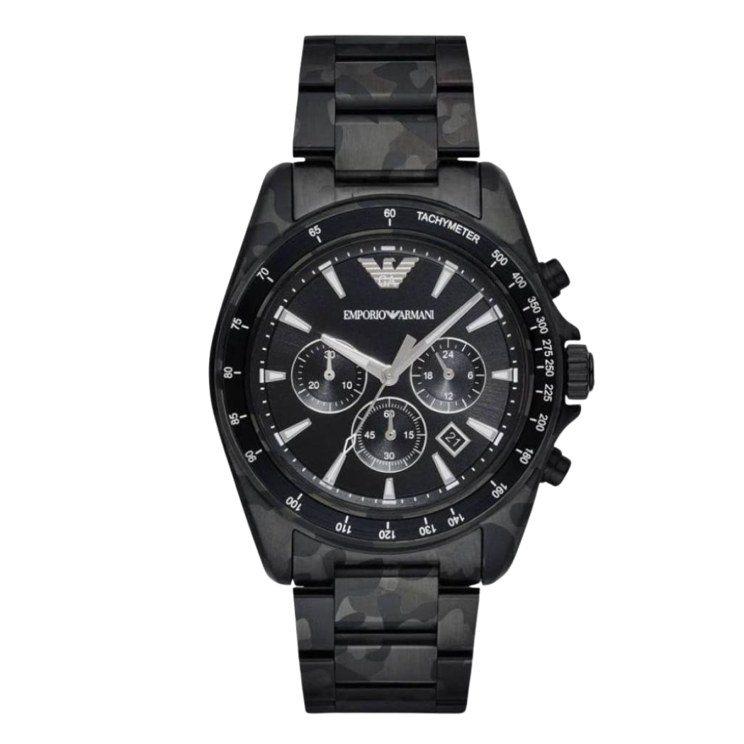 EMPORIO ARMANI Sport Black Stainless Steel Black Dial Chronograph Quartz Watch for Gents - AR11027