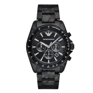 EMPORIO ARMANI Sport Black Stainless Steel Black Dial Chronograph Quartz Watch for Gents - AR11027