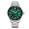 Swiss Military Silver Stainless Steel Green Dial Quartz Watch for Gents - SM34088.03