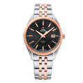 Swiss Military Two-tone Stainless Steel Black Dial Quartz Watch for Gents - SM34065.06