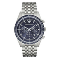 EMPORIO ARMANI Sportivo Silver Stainless Steel Blue Dial Chronograph Quartz Watch for Gents - AR6072