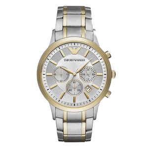 EMPORIO ARMANI Dress Two-Tone Stainless Steel Silver Dial Quartz Watch for Gents - AR11076