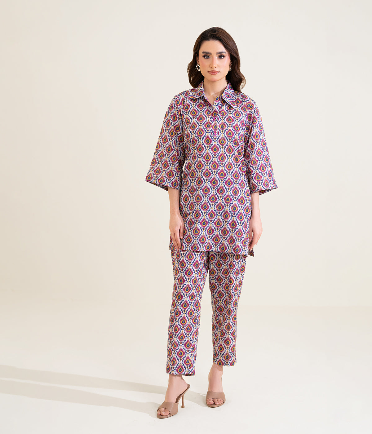 Sinopia Stitched 2 Piece Summer Women Suit-SS26-044-Pink