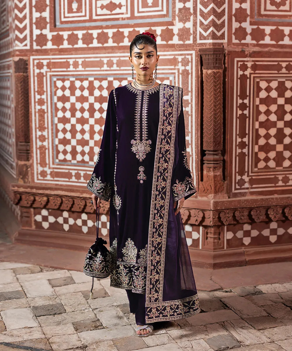 Mazil Stitched 3 Piece Formals Suit-Saaz