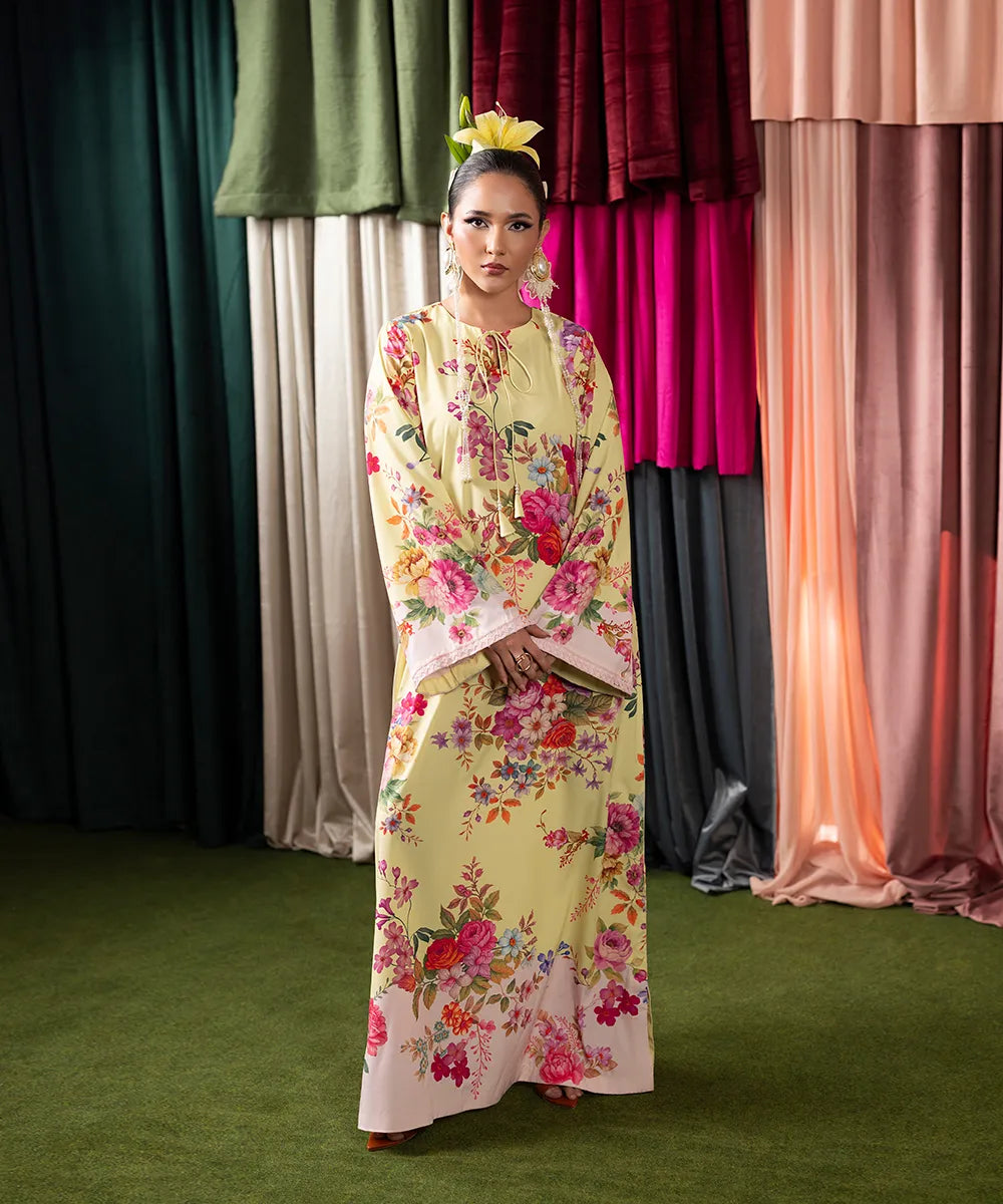 Print Therapy By Mazil Stitched Kaftan Suit-Marigold