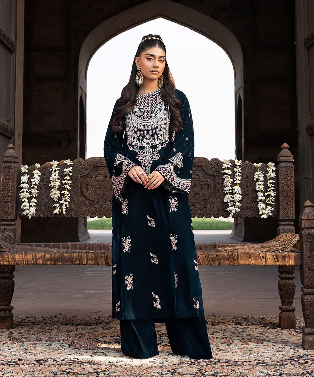 Makhmal By Mazil Stitched 2 Piece Formals Suit-Dove