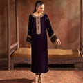Velvet Saga By Kross Kulture Stitched Embroidered Velvet Shirt Collection'2025-0001736-SML-BEY