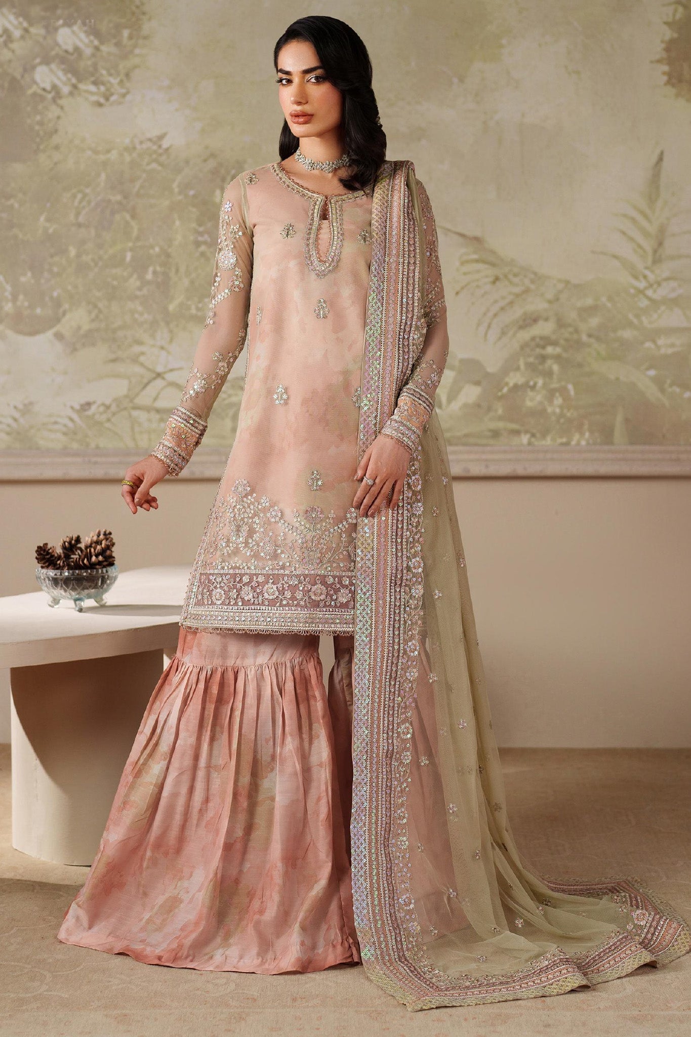 Zaneera by Zarif Unstitched 3 Piece Printed & Emb Formals Suit-Zrf-Zpe-04-Seriyah