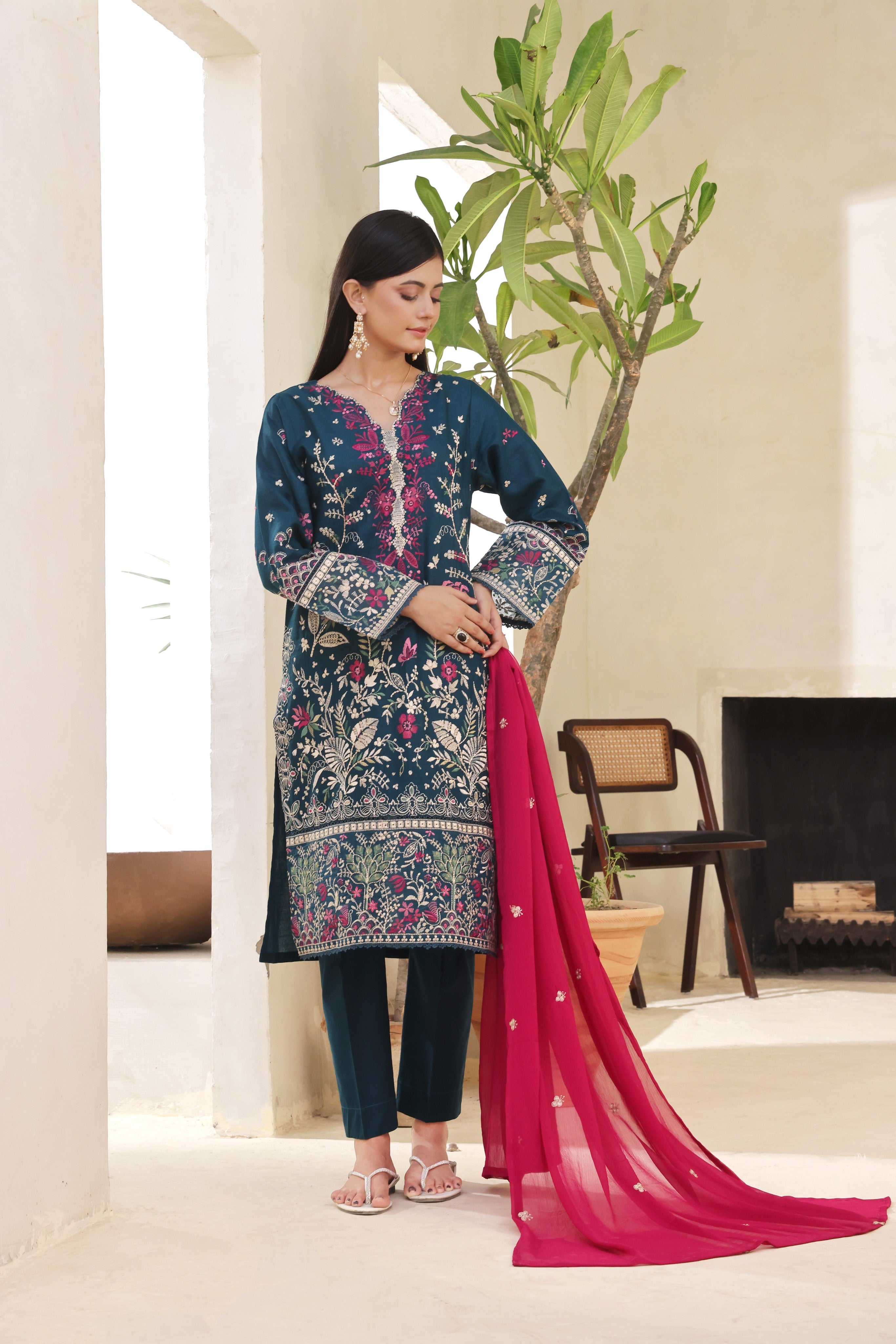 Dressline Meher  Stitched 3 Piece Emb Self Lawn Jacquard Collection