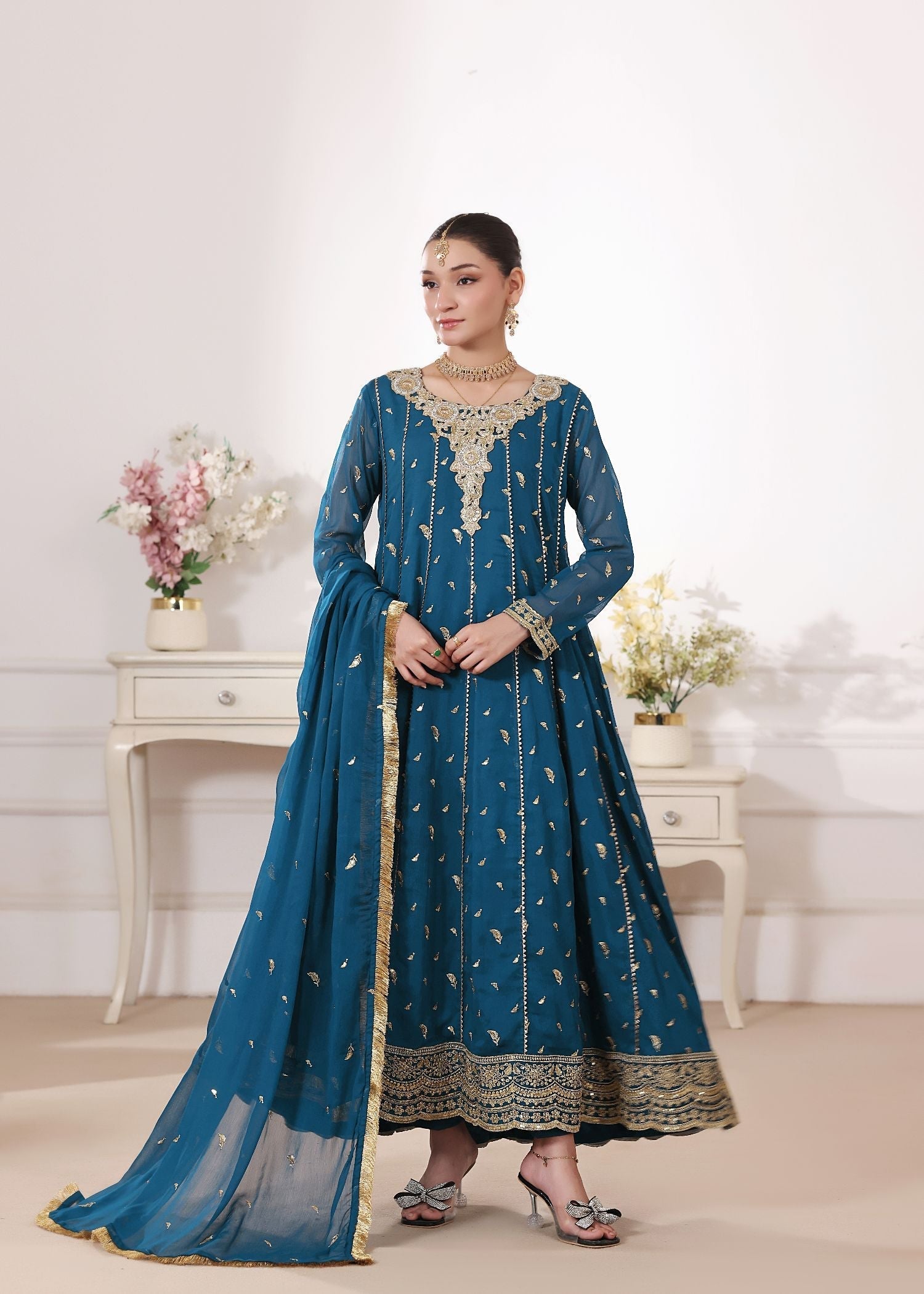 Noor By Al Harir Stitched 3 Piece Formals Suit-AH010-Noor-Peacock