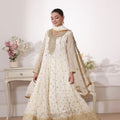 Hoor By Al Harir Stitched 3 Piece Formals Suit-AH009-Hoor-OffWhite