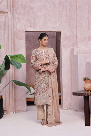 Dressline Cocktail UnStitched 3 Piece Premium Heavy Chikankari  Cutwork Emb Bana Dora Digital Printed Lawn Collection