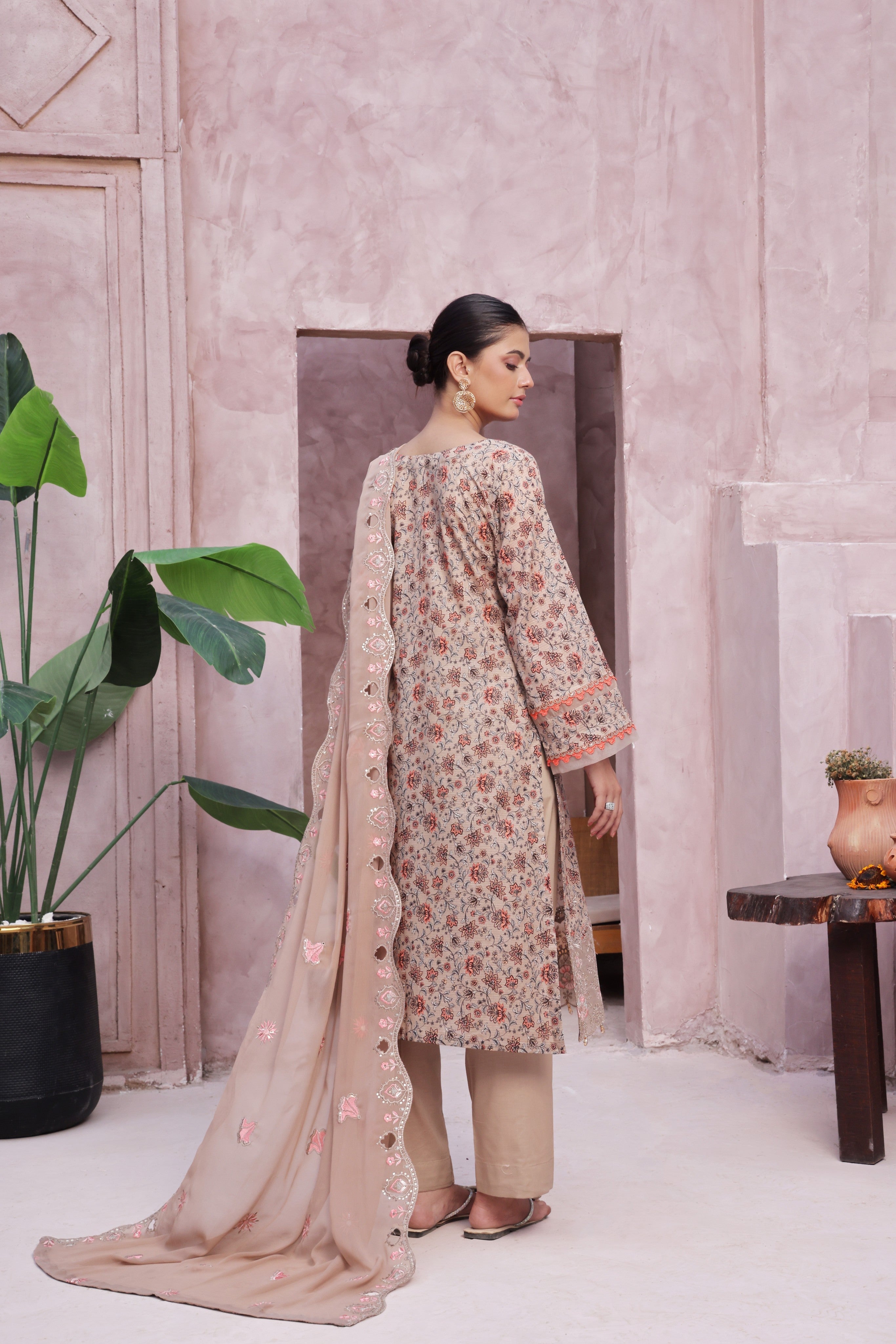 Dressline Cocktail UnStitched 3 Piece Premium Heavy Chikankari  Cutwork Emb Bana Dora Digital Printed Lawn Collection