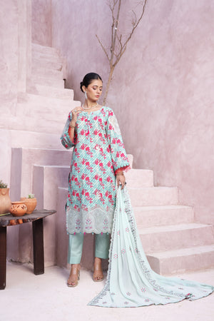 Dressline Cocktail UnStitched 3 Piece Premium Heavy Chikankari  Cutwork Emb Bana Dora Digital Printed Lawn Collection