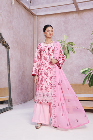Dressline Cocktail UnStitched 3 Piece Premium Heavy Chikankari  Cutwork Emb Bana Dora Digital Printed Lawn Collection