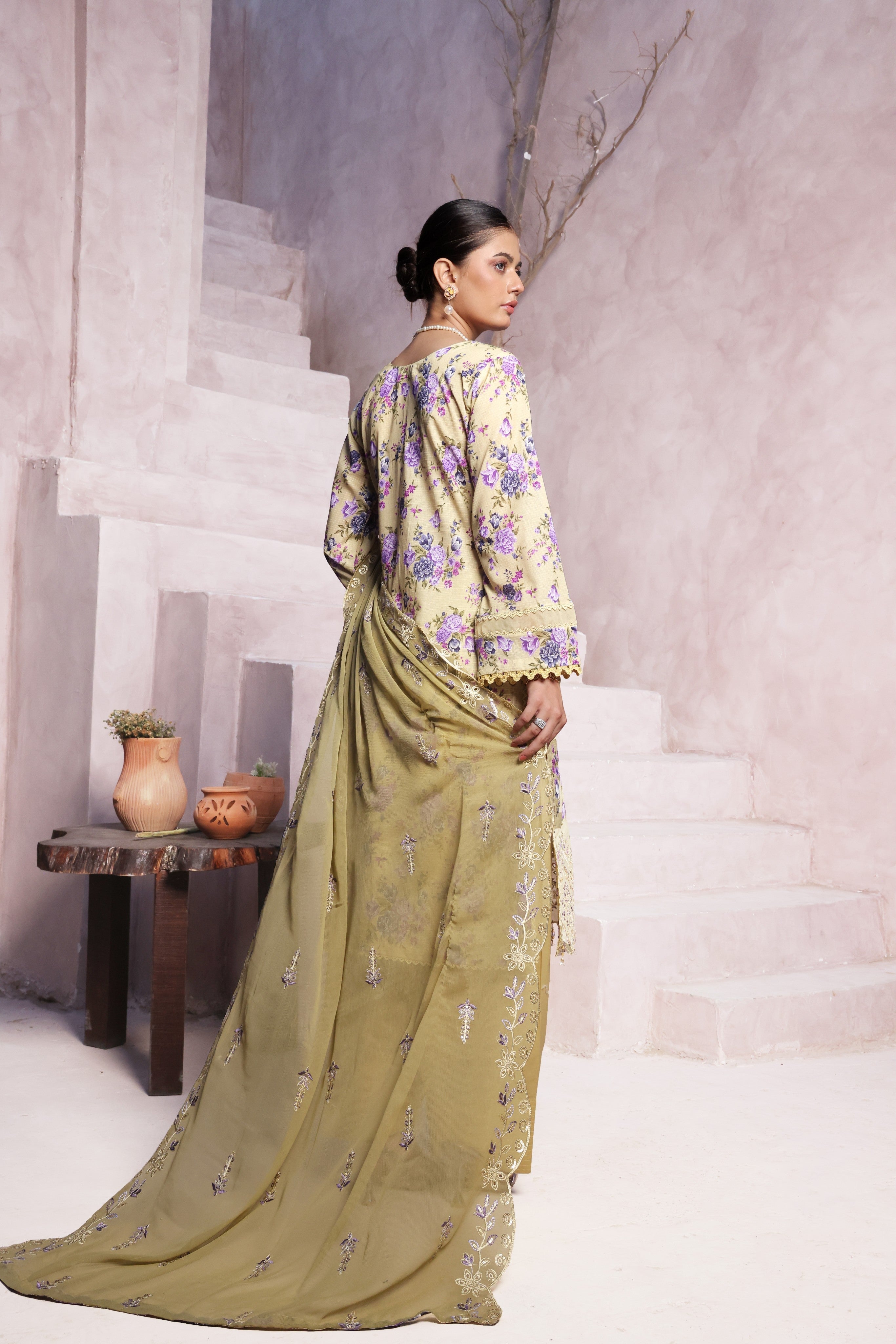 Dressline Cocktail UnStitched 3 Piece Premium Heavy Chikankari  Cutwork Emb Bana Dora Digital Printed Lawn Collection