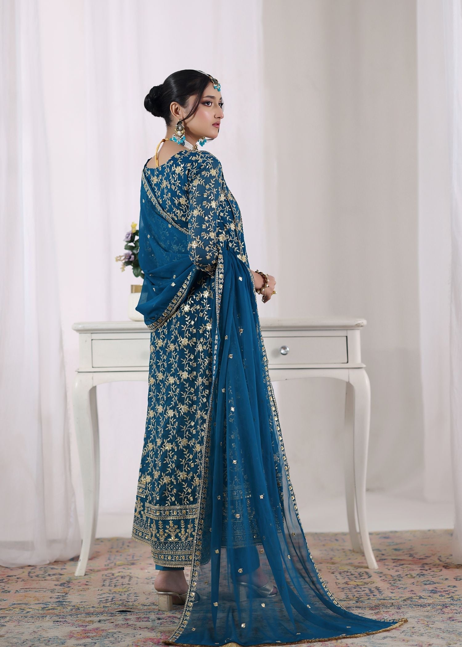 Rehana By Al Harir Stitched 3 Piece Formals Suit-AH013-Rehana-Peacock