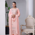 Malika By Dressline Semi Stitched 3 Piece Emb Chiffon Formals Collection'2025-malaika-semi-stitched-peach-bloom