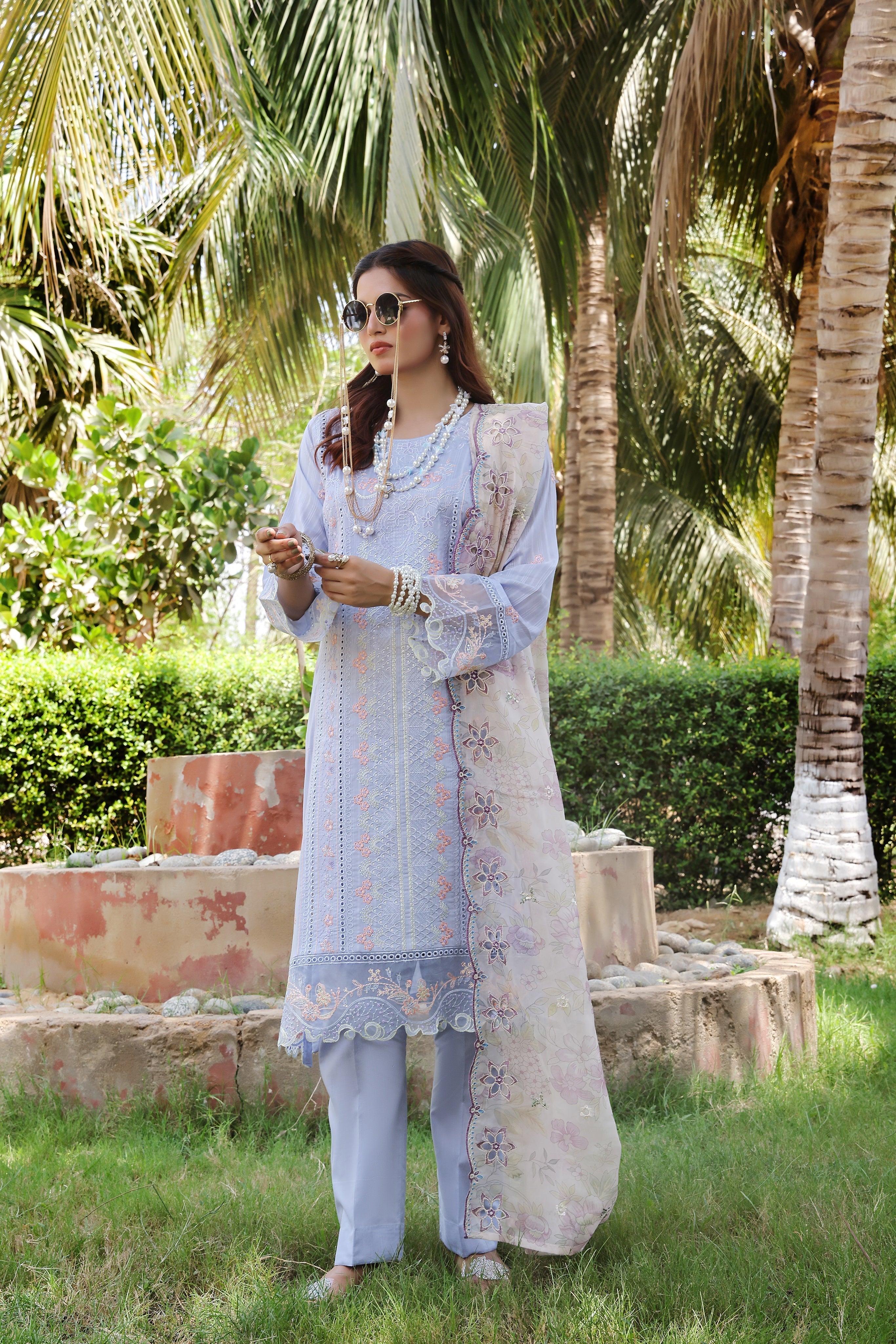 Dressline Silvana Ready-To-Wear 3 Piece Premium Heavy Chikankari Emb Bana Dora Lawn Collection