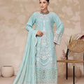 Fiza By Dressline Semi Stitched 3 Piece Chiffon Formals Collection'2025-fiza-semi-stitched-Frosted-Mint-Blue