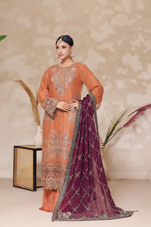 Fiza By Dressline Semi Stitched 3 Piece Chiffon Formals Collection'2025-fiza-semi-stitched-Amber-Glow