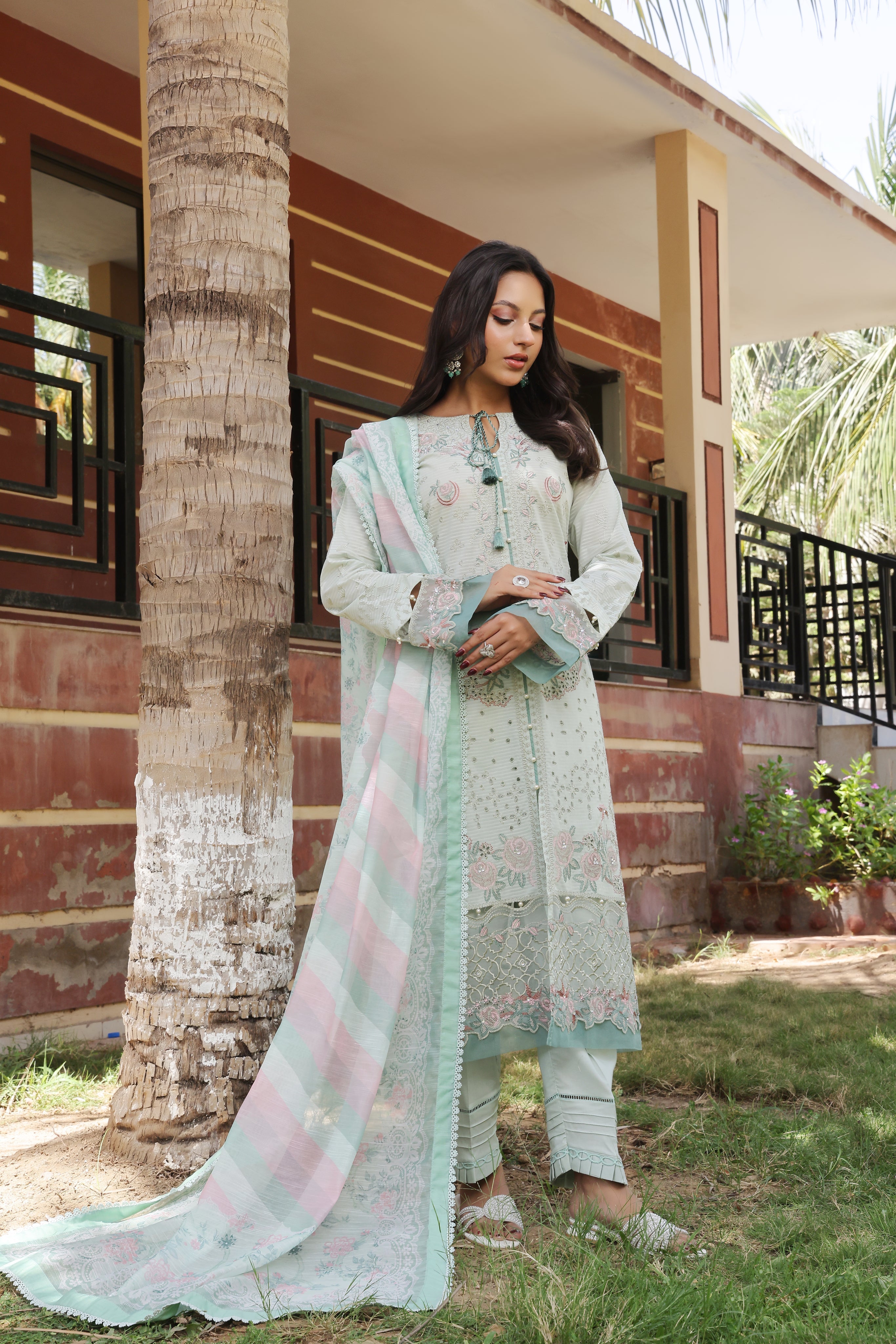 Dressline UnStitched 3 Piece Premium Heavy Emb Bana Dora Lawn Collection