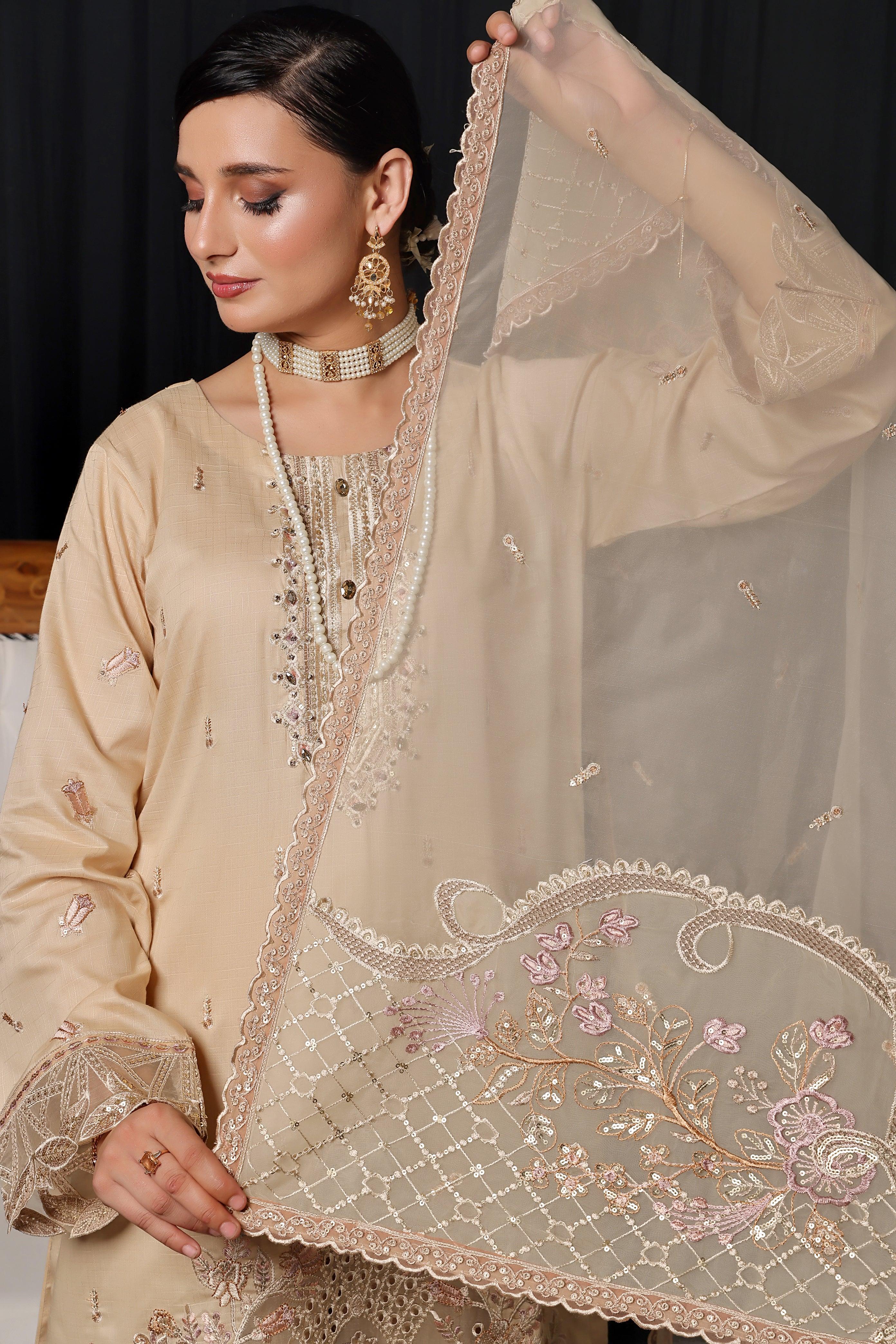 Dressline 3 Piece Emb Chikankari Lawn Suit 538