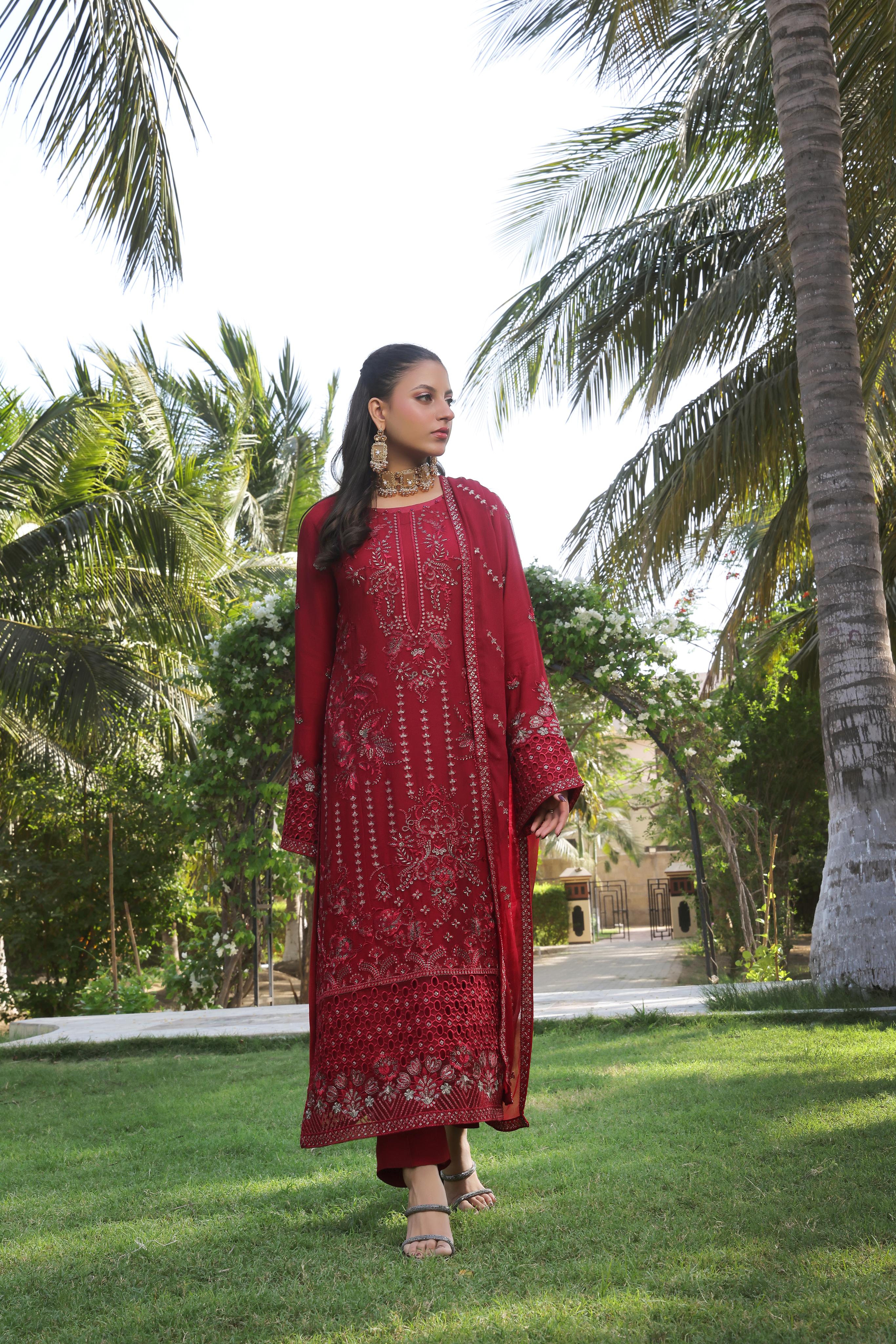 Dressline Semi Stitched 3 Piece Luxury Emb Chiffon Collection