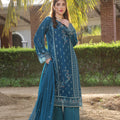 Dressline Zinnia Semi Stitched 3 Piece Luxury Emb Chiffon Collection With Sequins, Emb Dupatta & Grip Trousers