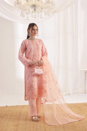 Dressline Xenia Luxury Emb Organza Clutches Collection 3 Piece Semi Stitched