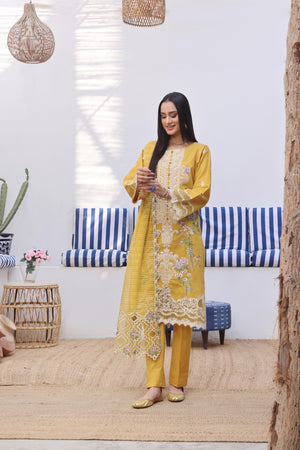 Dressline Bella Semi Stitched 3 Piece Premium Emb Chikankari & Laserkari Jacquard Lawn Collection