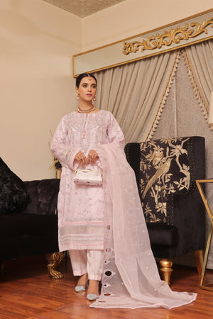 Haleema By Dressline Semi Stitched 3 Piece Organza Formals Collection'2025-haleema-L-semi-Stitched-pink
