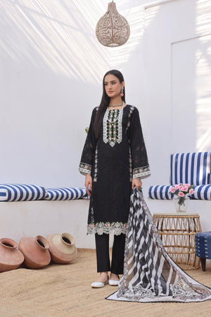 Dressline Bella Semi Stitched 3 Piece Premium Emb Chikankari & Laserkari Jacquard Lawn Collection