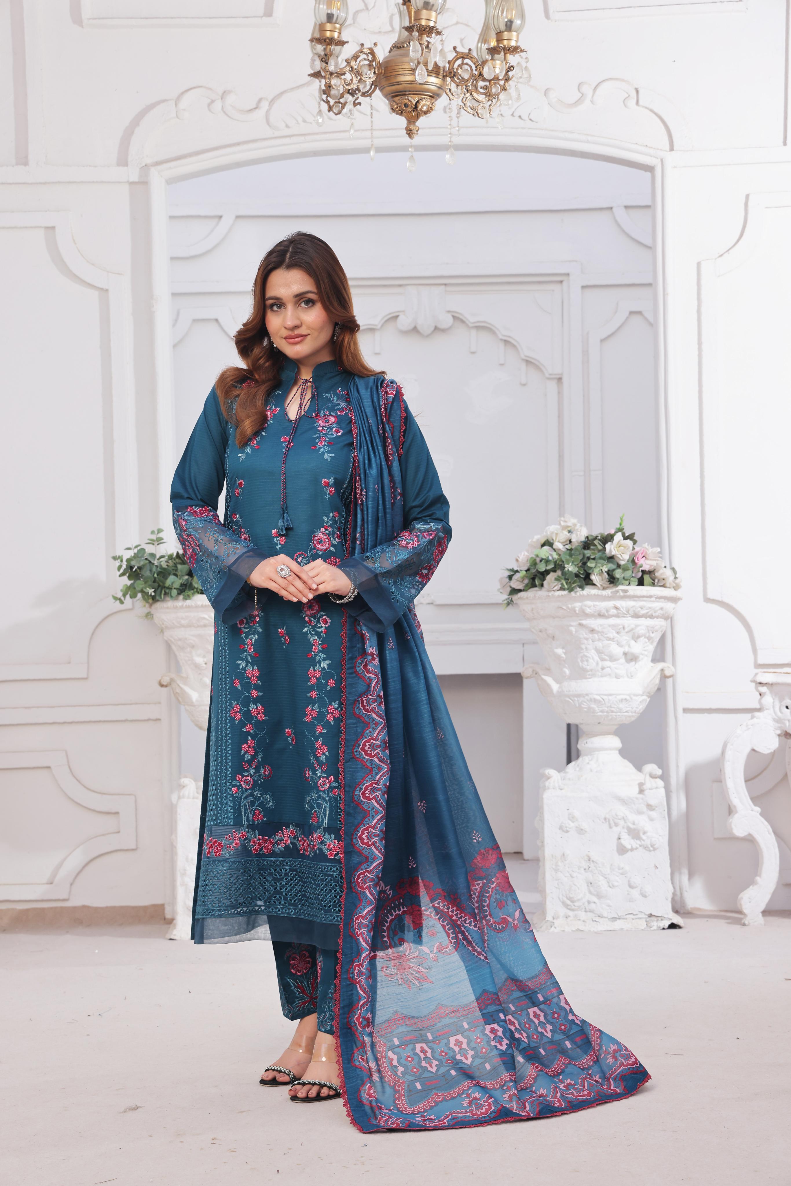 Dressline Launching New Un Stitched 3 Pcs Emb With ChikankariLaser-Cut Lawn Collection