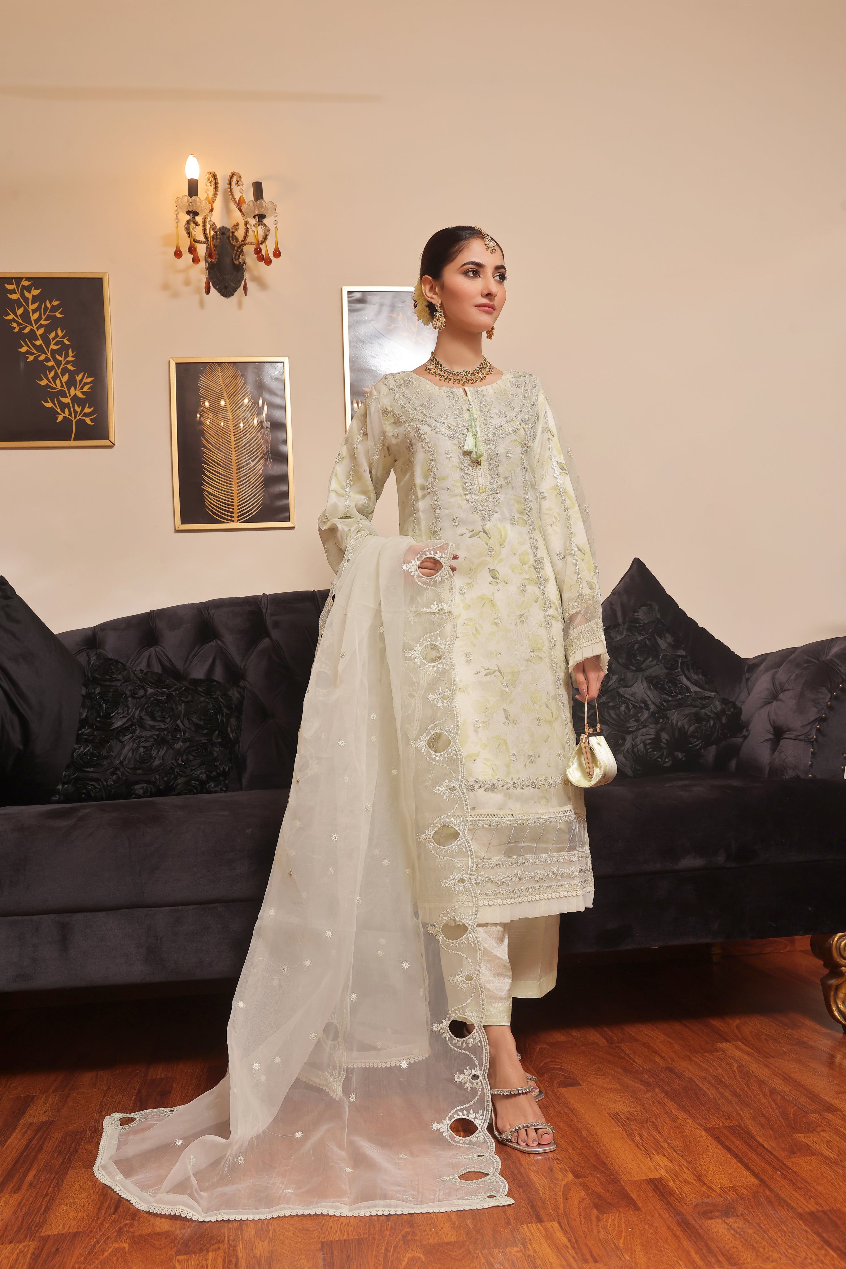 Haleema By Dressline Semi Stitched 3 Piece Organza Formals Collection'2025-haleema-L-semi-Stitched-green1