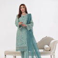 Dressline New Un Stitched 3 Pcs Premium Chikankari Emb Check Lawn Digital Printed Collection
