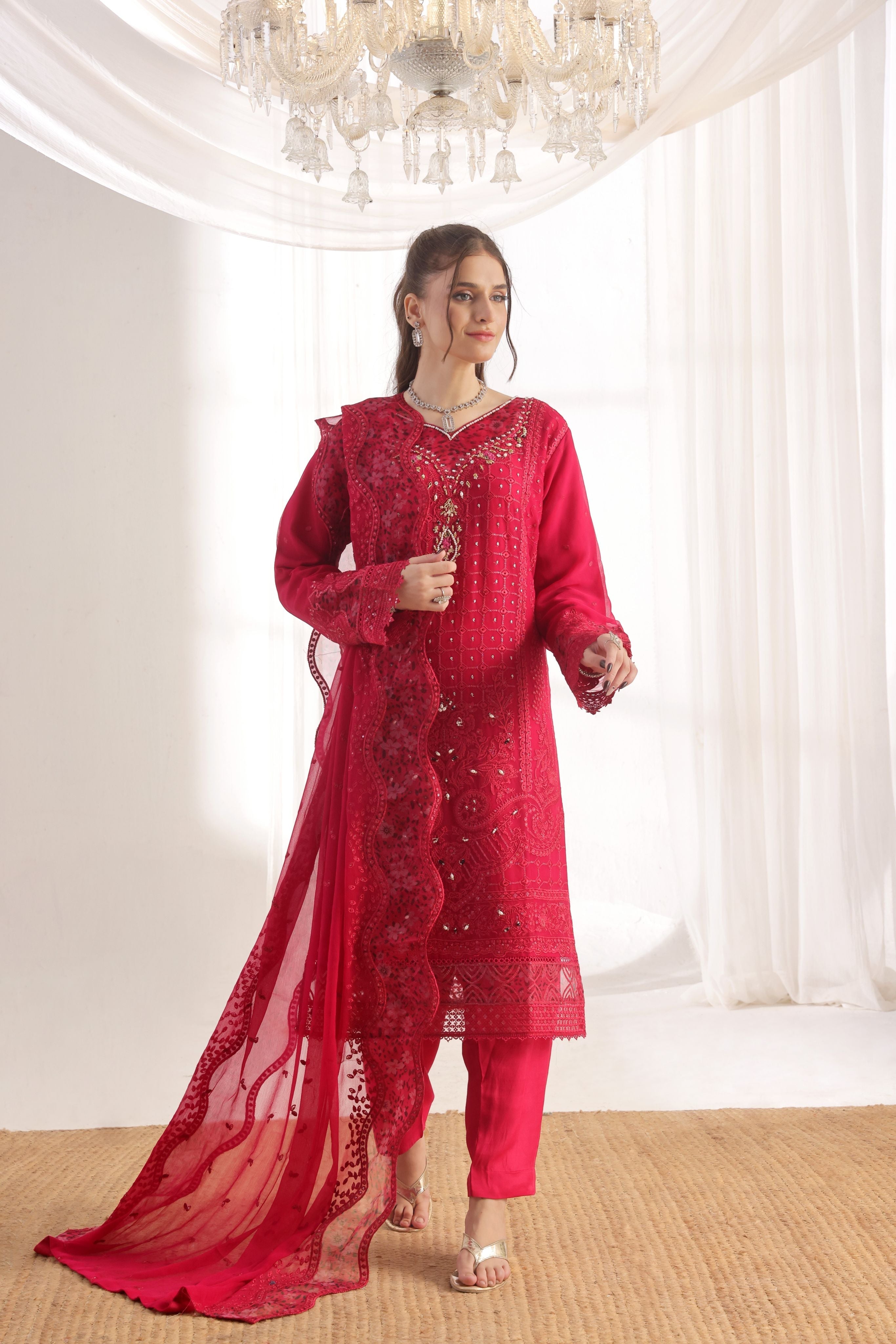 Dressline Fastif Stitched 3 Piece Emb Luxury Chiffon Collection